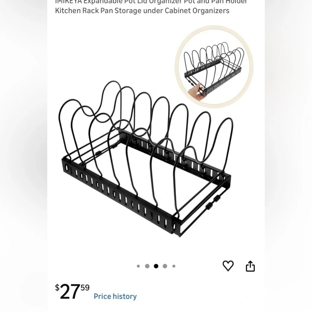 NIB-Expandable Pot Lid Organizer Pot Pan Holder Storage under Cabinet Organizers